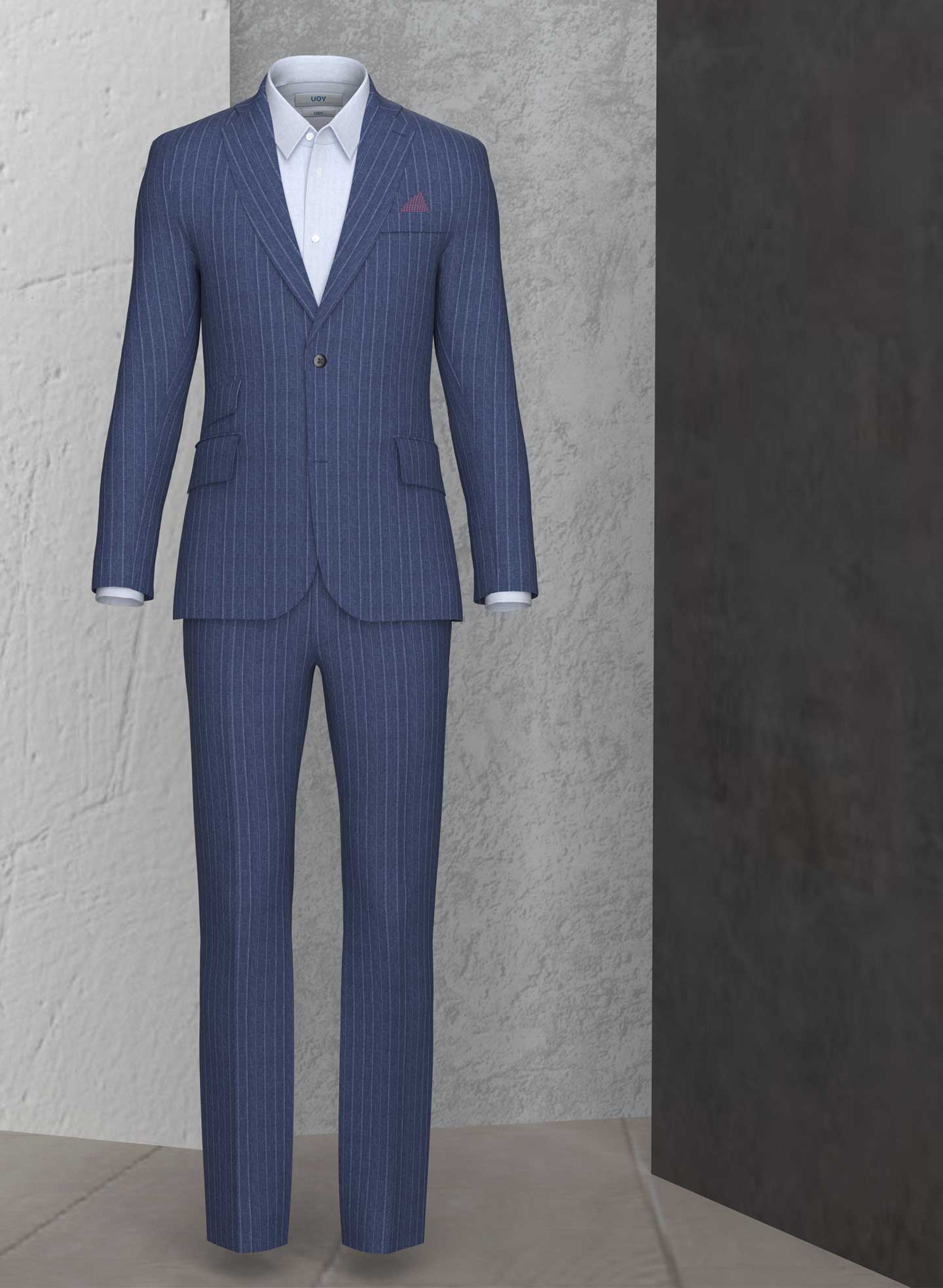 Navy Blue Mild Striped Suit With Waistcoat – shop soniyag